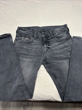 True Religion Men's Grey Washed Jeans